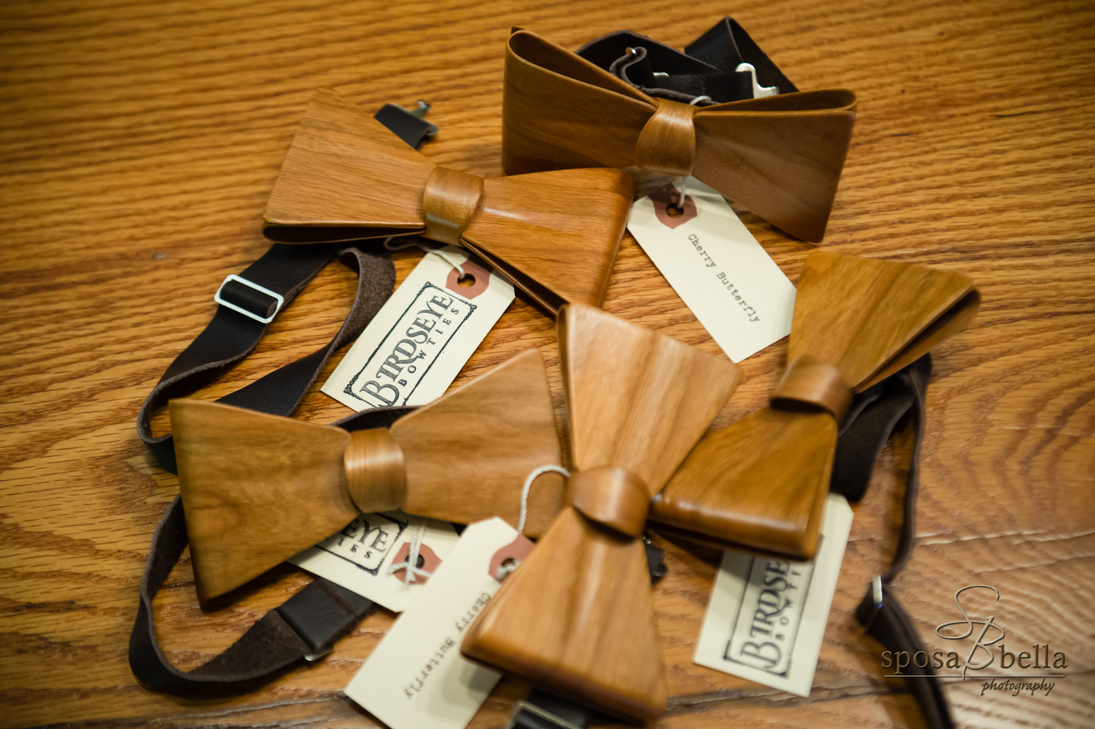  The Groom made these amazing wood bowties himself! Check out his Etsy shop  here . 